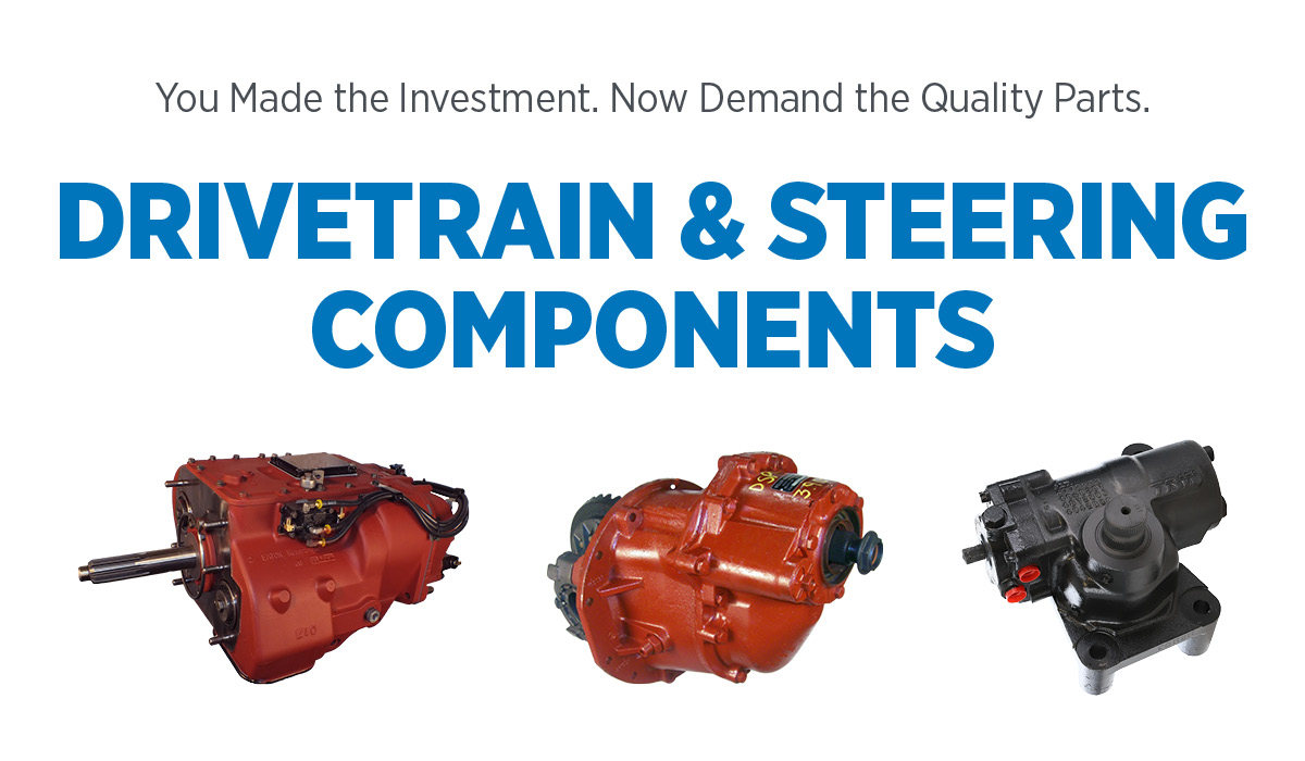 Promo graphic of dirvetrain and steering component images